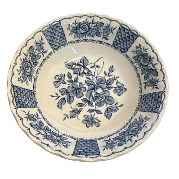 Vtg Myotts Melody England x5 rose decor blue copper print transferware, France c - Picture 9 of 14